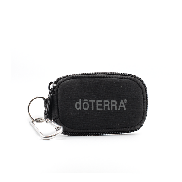 Black Keychain Case for 8 Sample Vials with dōTERRA Logo (Schwarze Schlüsselanhänger-Tasche für 8 Probeflaschen mit dōTERRA-Logo)